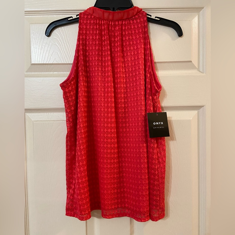 Brand New Never Worn Bright Orange Sleeveless Top with Tie Back. NWT